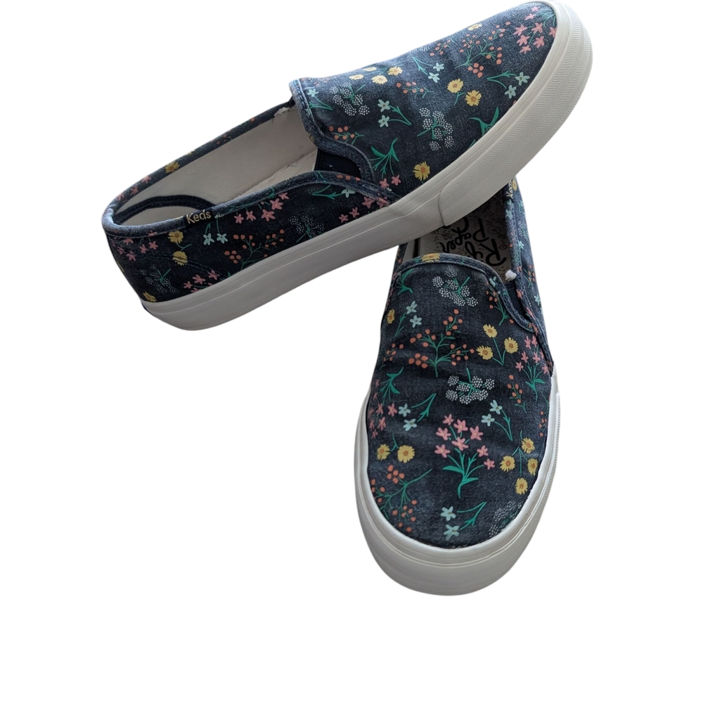 Keds x Rifle Paper Co. Blue Floral Slip-Ons Sz.9.5